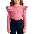 thumbnail image 5 of YOUYEDIAN Girls Long Sleeve Shirt Toddler Soft Comfy Crewneck Tops with Ruffle Trim, 5 of 5