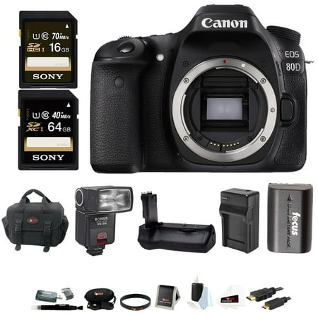 Canon EOS 80D DSLR Camera (Body) with Battery Grip and TTL Flash Bundle