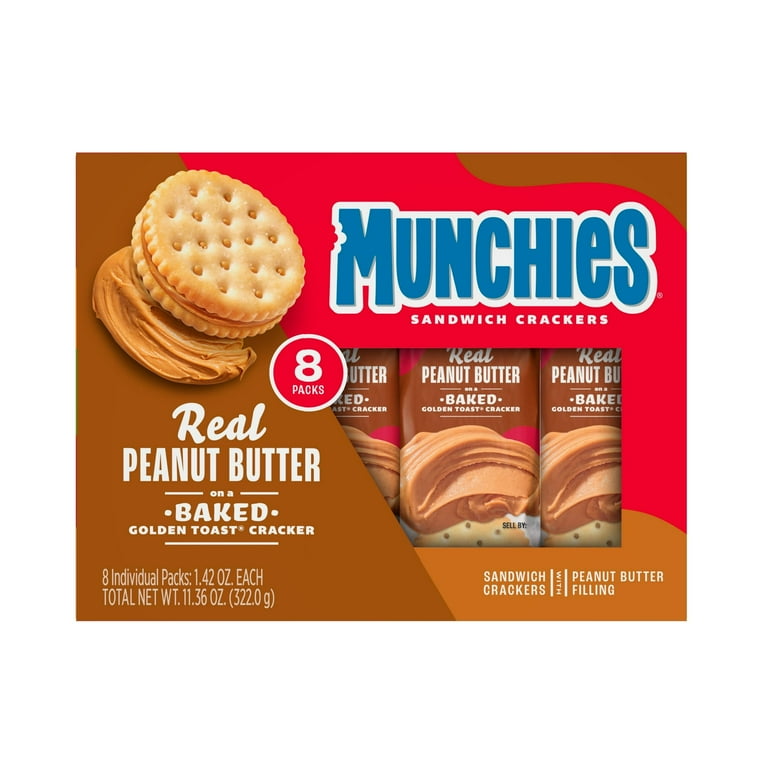 2x-Munchies Peanut Butter Sandwich Crackers, 1.42 oz, 8 Count