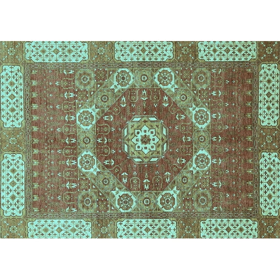 Ahgly Company Indoor Rectangle Abstract Light Blue Modern Area Rugs, 2' x 5'
