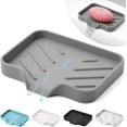 thumbnail image 1 of shiyou-1 Pcs Grey Silicone Self Draining Rectangular Soap Dish - Waterfall Soap Tray - Soap Dishes for Bar Soap - Soap Box - Soap Case - Soap Container - Soap Pads - Kitchen Sink - Shower - Bathroom, 1 of 4