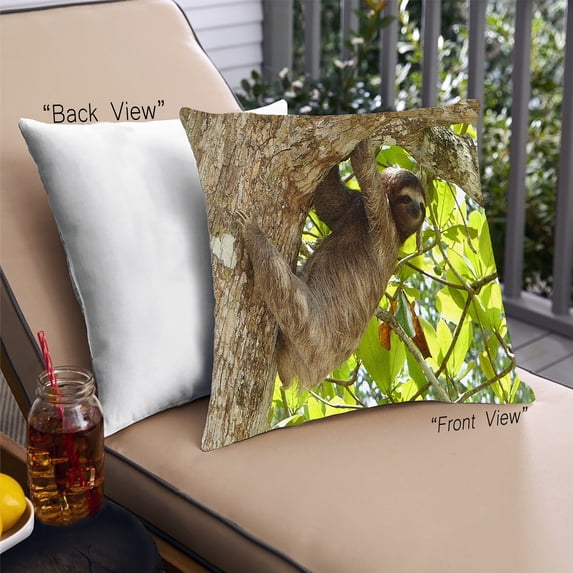Ahgly Company Animals Sloth Outdoor Throw Pillow, 18 inch by 18 inch