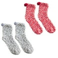 thumbnail image 2 of ShomPort 2 Pairs Comfy Socks For Women Thick Lined Soft Fuzzy Socks Cozy Warm Sleeping Socks Slipper Socks, 2 of 4