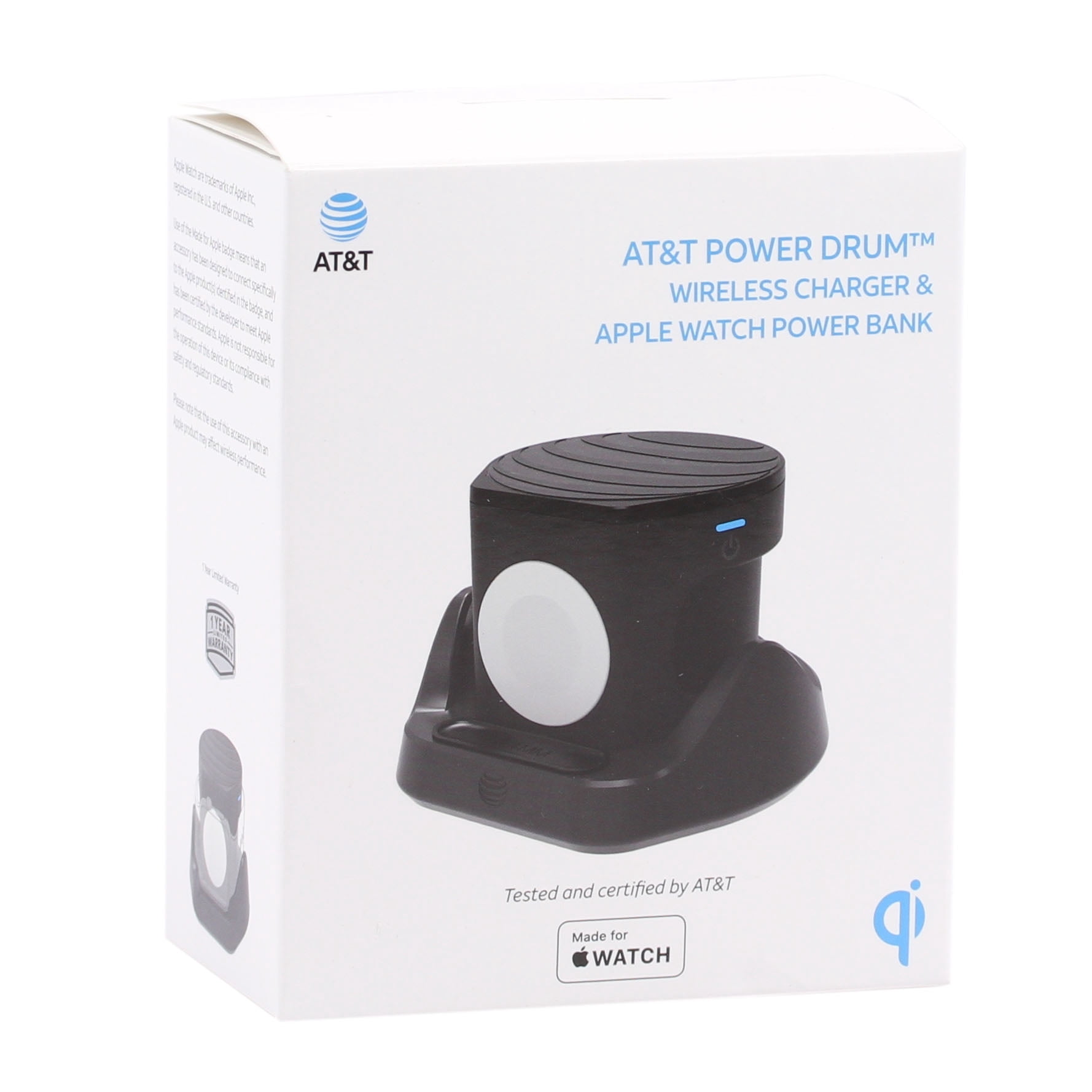 AT&T Power Drum Wireless Charger + Apple Watch Power Bank - Black
