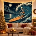 thumbnail image 3 of Ocean Waves Full with Human Skeleton Dynamic Surfing, Mystical Fantasy for Space Lovers, Galaxy Room Decor, Housewarming Gift, Tapestry Wall Hanging for Bedroom and Dorm, 3 of 7