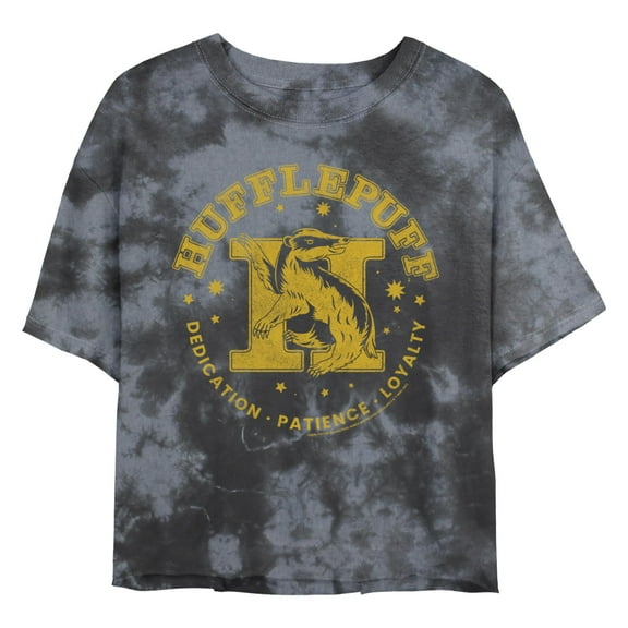 Junior's Harry Potter Hufflepuff Distressed Stamp  Graphic T-Shirt