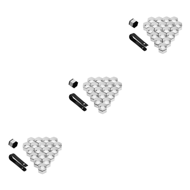 ZheElen 20Pcs Car Wheel Nut Caps Plastic Waterproof Auto Hub Screw Cover Thread Design Rims Exterior Decoration Good Sealing Silver 3Set