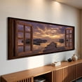 thumbnail image 2 of Lake Boat Window Canvas Wall Art - Nature Scenery Coastal Pictures Landscape Canvas Prints, Horizontal Modern Painting Artwork for Living Room Bedroom, 2 of 7