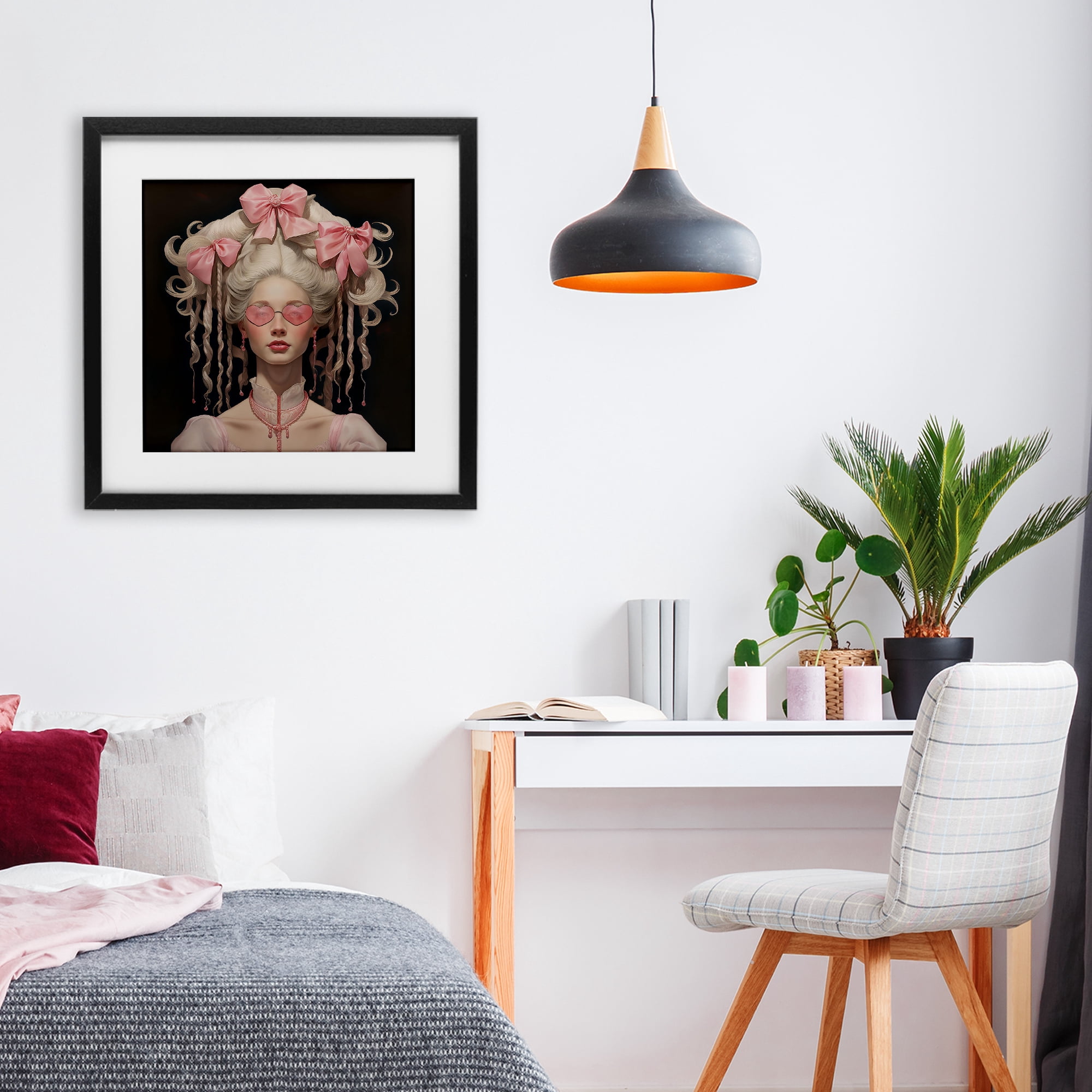 Stupell Industries Rococo Woman Opulent Ribbons Black Framed Print Under Glass, design by Grotto Studios