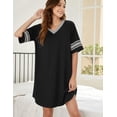 thumbnail image 6 of Ekouaer Women's Nightgown Cotton Sleep Shirt V Neck Short Sleeve Loose Comfy Pajama Sleepwear, 6 of 6