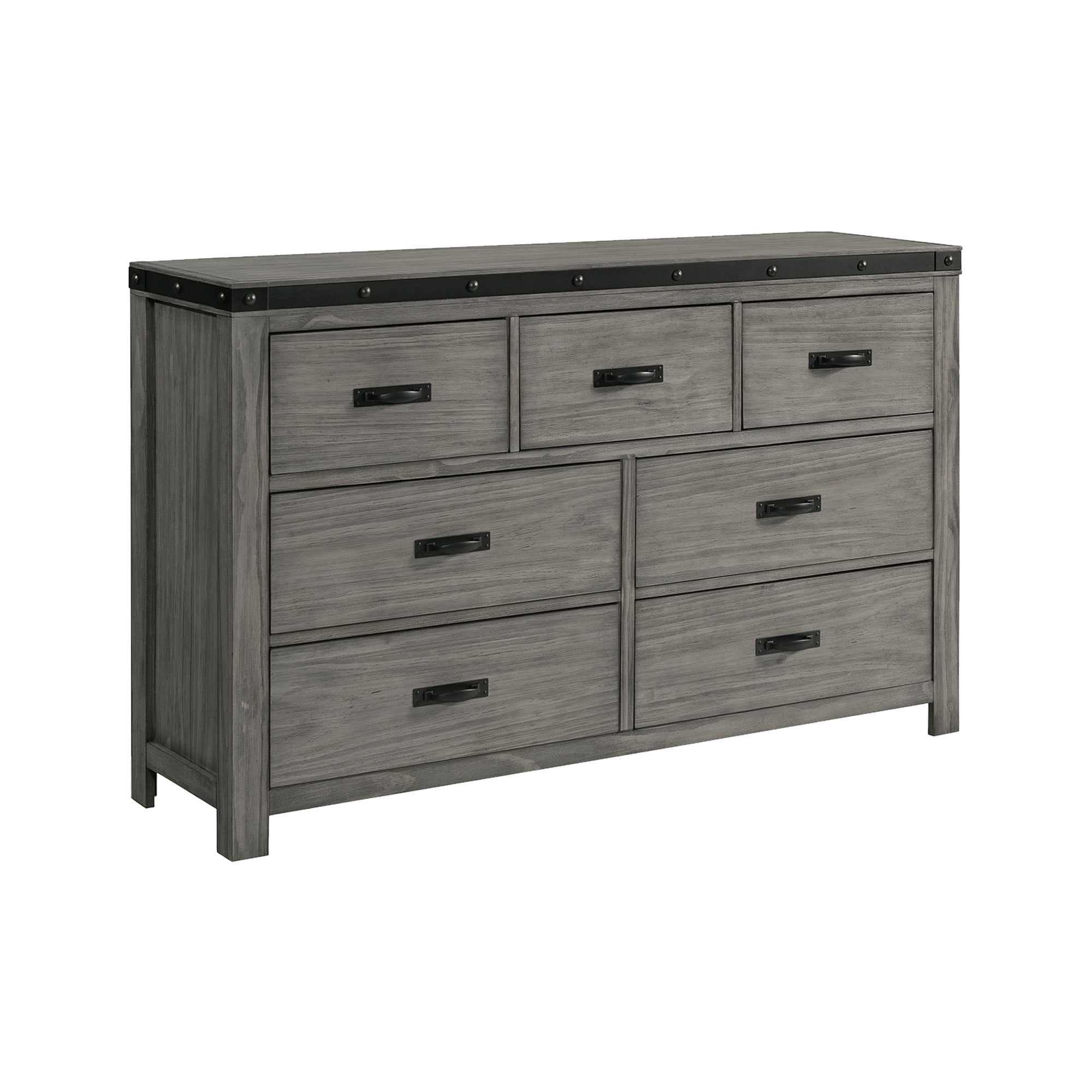 7 Drawer Montauk Dresser Gray - Picket House Furnishings: Spacious Storage, Bedroom Essential, Metal Accents