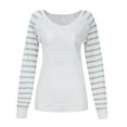 thumbnail image 6 of LEAVINGSUO Fall Winter V Neck Long Tops for Women, Womens Tops Women Spring Fashion V-Neck Stripe Loose Printed Patchwork Blouse Tops Pullover, 6 of 9