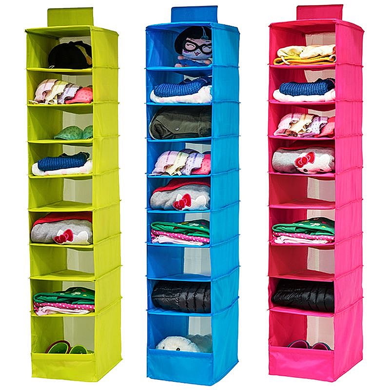 9 Shelves Hanging Bag Box Closet Wardrobe Clothes Shoe