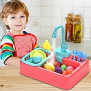 PVCS Kitchen Sink Toys with Running Water Educational Gifts for Girls Boys