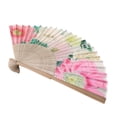 thumbnail image 4 of 1pc Hand Fan Flower Design Dog Rose Rosa Canina Foldable 9inch 23cm with Bamboo Rib and Cotton Pouch, 4 of 8