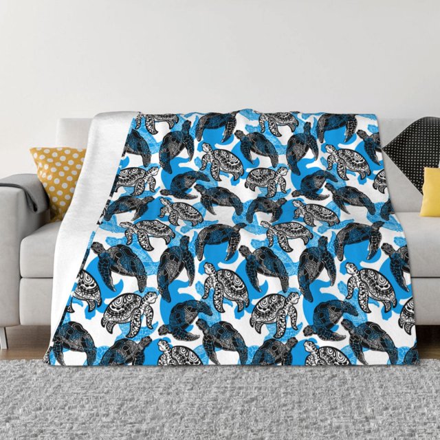 Balery Sea Animal Manta de Franela con Dibujo, Lujo Ultra Suave y Cálido, Antipelusa y Resistente a las Arrugas para Cama, Sofá, Camping -40"x30"