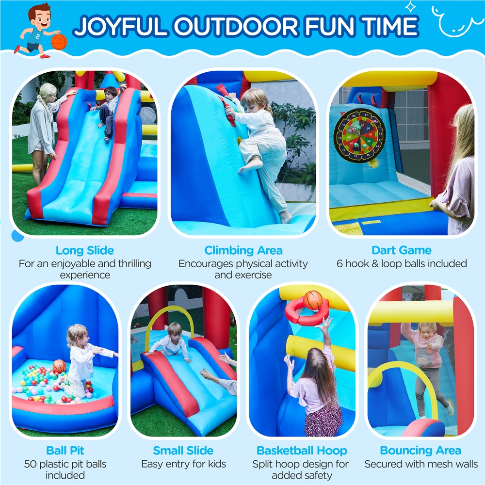 Alden Design 7-in-1 Inflatable Bounce House Combo with Blower and Storage Bag