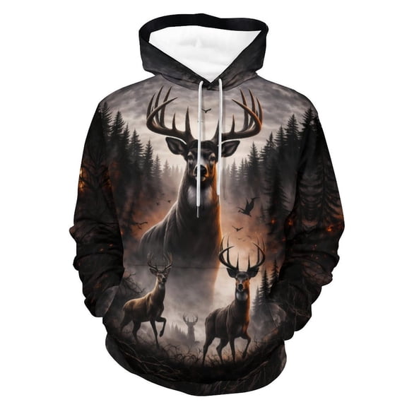 LAOLIUSN Men’s Deer Hoodie All Over Print 3D Buck Forest Graphic Pullover Sweatshirt, S-4XL