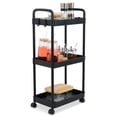 thumbnail image 1 of Carrito de Almacenamiento con Ruedas Multiusos con Estructura de Plastico - Carro Auxiliar de Servicio con 3 Niveles Negro, 1 of 10