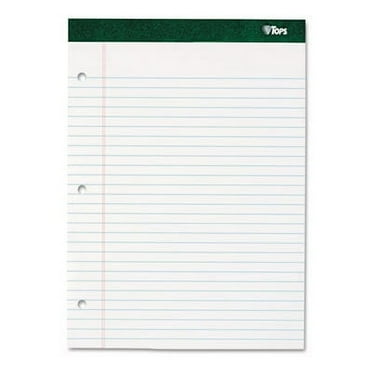 Double Docket Ruled Pads, Wide/Legal Rule, 8.5 x 11.75, White, 100 Sheets