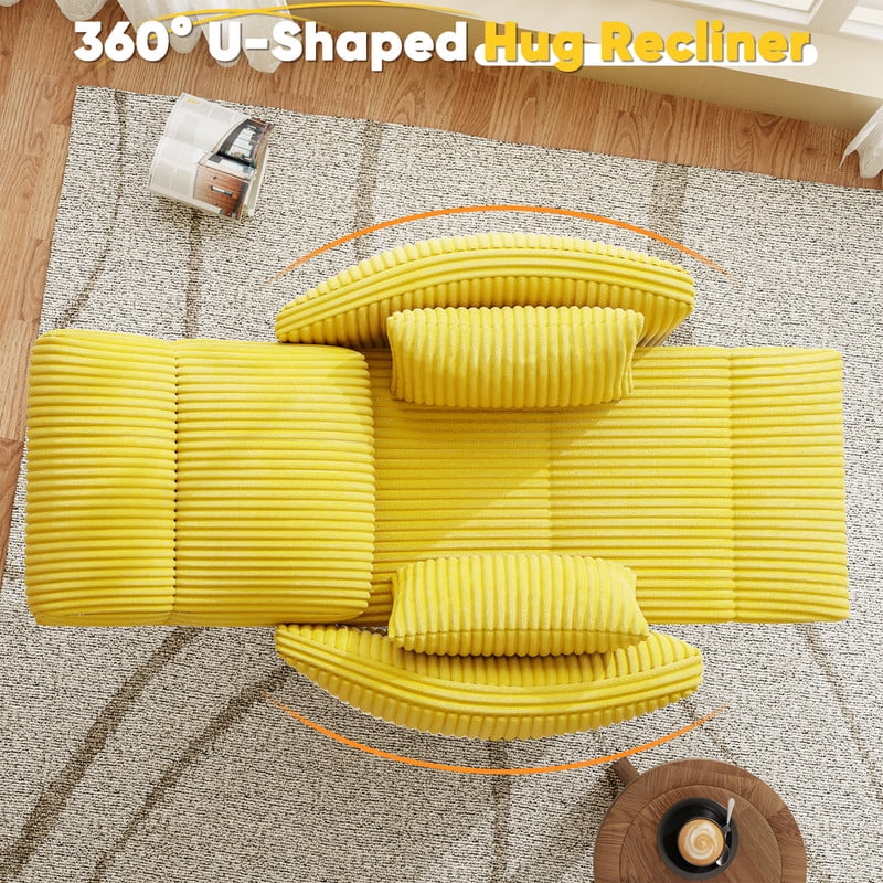 Homall 360° Power Swivel Recliner High Back Adult Rocker Recliner Chair with 2 Pillows for Nursing Expectant Mothers,Corduroy Yellow