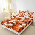 thumbnail image 4 of Manfei Camouflage Camo Bed Sheets,Rustic Outdoor King Sheets,Orange Beige Sheet Set For Kids,Microfiber Bedroom Decor,4 Pieces, 4 of 7