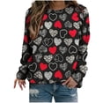 thumbnail image 2 of ICHUANYI Liquidación Mujeres Manga Larga Casual Día de San Valentín Impresión Cuello Redondo Sudadera Cuello Redondo Jersey Túnica Tops ICHUANYI WER202308243932, 2 of 5