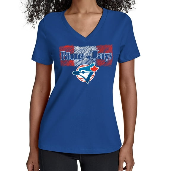 Women's Starter Royal Toronto Blue Jays Team Color Shading V-Neck T-Shirt