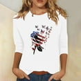 thumbnail image 2 of GERsome 4th of July T Shirts for Women 3/4 Sleeve Patriotic Pullover Tops Casual American Flag Shirts Crewneck Loose-Fit Blouses S-5XL, 2 of 4