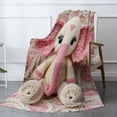 thumbnail image 2 of Joocar Crochet Elephant Pattern Flannel Blanket For Winter Gift Home Sofa Bed Decoration 50x60 inch, 2 of 5
