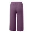thumbnail image 5 of ADSSDQ Yoga Capris with Pocket for Women Wide Leg Pants Casual Loose Comfy Trendy Elastic Waist Cropped Trouser Purple XL, 5 of 9
