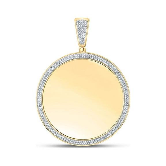 Macey Worldwide Jewelry 10k Yellow Gold Mens Diamond Memory Circle Charm Pendant 1 Ctw