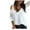 White, variant on Wenyuyu Womens Cold Shoulder Tops Summer Sexy Lace Hollow Out 3/4 Sleeve T Shirts Trendy Casual Solid Deep V Neck Blouses