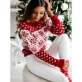 thumbnail image 4 of BeautyIn Women's Snowflake Sweater Casual Crewneck Knit Pullover Tops, 4 of 5