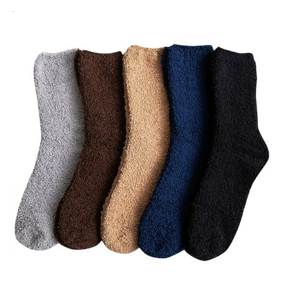 D-GROEE Mens Socks 1 Pair Cozy Slipper Fluffy Socks Winter Warm Soft Cabin Stocking Comfy Sleep Coral Fleece Socks