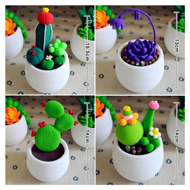 Kids Succulent Potted Flower DIY Clay Modelling Early Educational Modelling Light Clay Crafts Children's Educational Toy Type 1