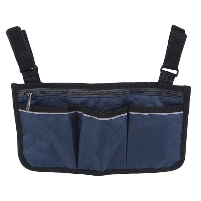 Camping Chair Armrest Storage Bag Wheelchair Chair Side Bag W/ Reflective Strip blue