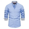 thumbnail image 1 of GigrtiJin Chemise Décontractée pour Hommes, Couleur Unie, Mode, Manches Longues, Ajustée, Extensible, Boutonnée, Formelle, 1 of 3