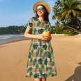 thumbnail image 4 of Rateoe Pineapples Palm Leaves Pattern Women’s Short Sleeve Dress – Casual Elegant Summer A-Line Dress for Everyday Wear, 4 of 6
