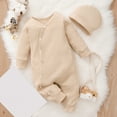 thumbnail image 2 of Sngxgn Solid Short Sleeve Baby Girl Bodysuits Cotton Cartoon Baby Clothes Soft Outfits(Beige,60), 2 of 9
