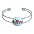 thumbnail image 1 of Hot Air Balloons Lined Up Novelty Silver Plated Metal Cuff Bangle Bracelet, 1 of 4
