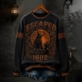 thumbnail image 2 of Halloween Salem Witch Broom Sweatshirt for Women Halloween Salem 1692 Spooky Season Shirts Crew Neck Vintage Scary Holiday Pullover Orange XXL, 2 of 4