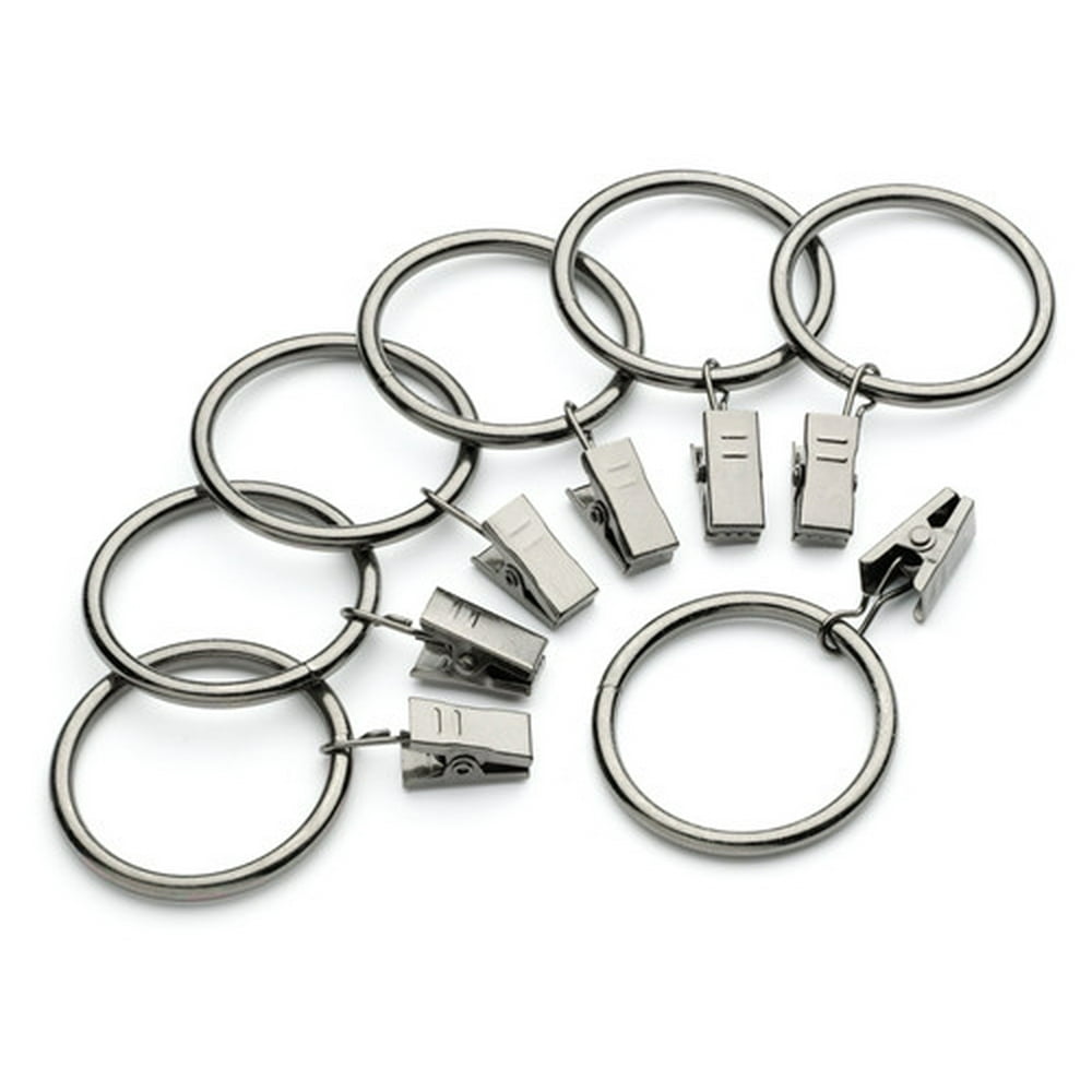 1 1/2 Inch Metal Curtain Clip Rings in Gunmetal, Set of 20 Walmart