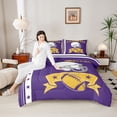 thumbnail image 4 of Castle Fairy Sport Rugby Football Full Size Comforter Sets 3-Piece for Female Men Adults,Ball Gamer Bedding Comforter Set,Purple Yellow Lightweight Bedding Sets,Ultra Soft Home Decor,Reversible, 4 of 8