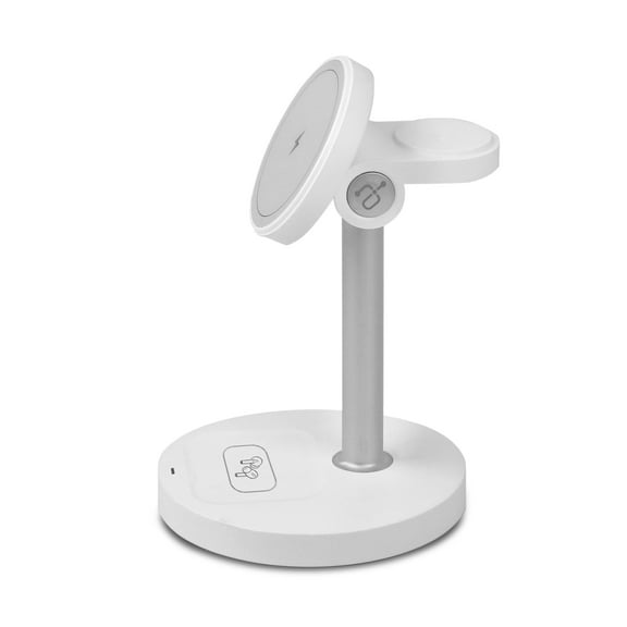 Aluratek 3-in-1 Qi2 Wireless 15W  Charging Stand 30W Compatible  with MagSafe w/AC Adapter