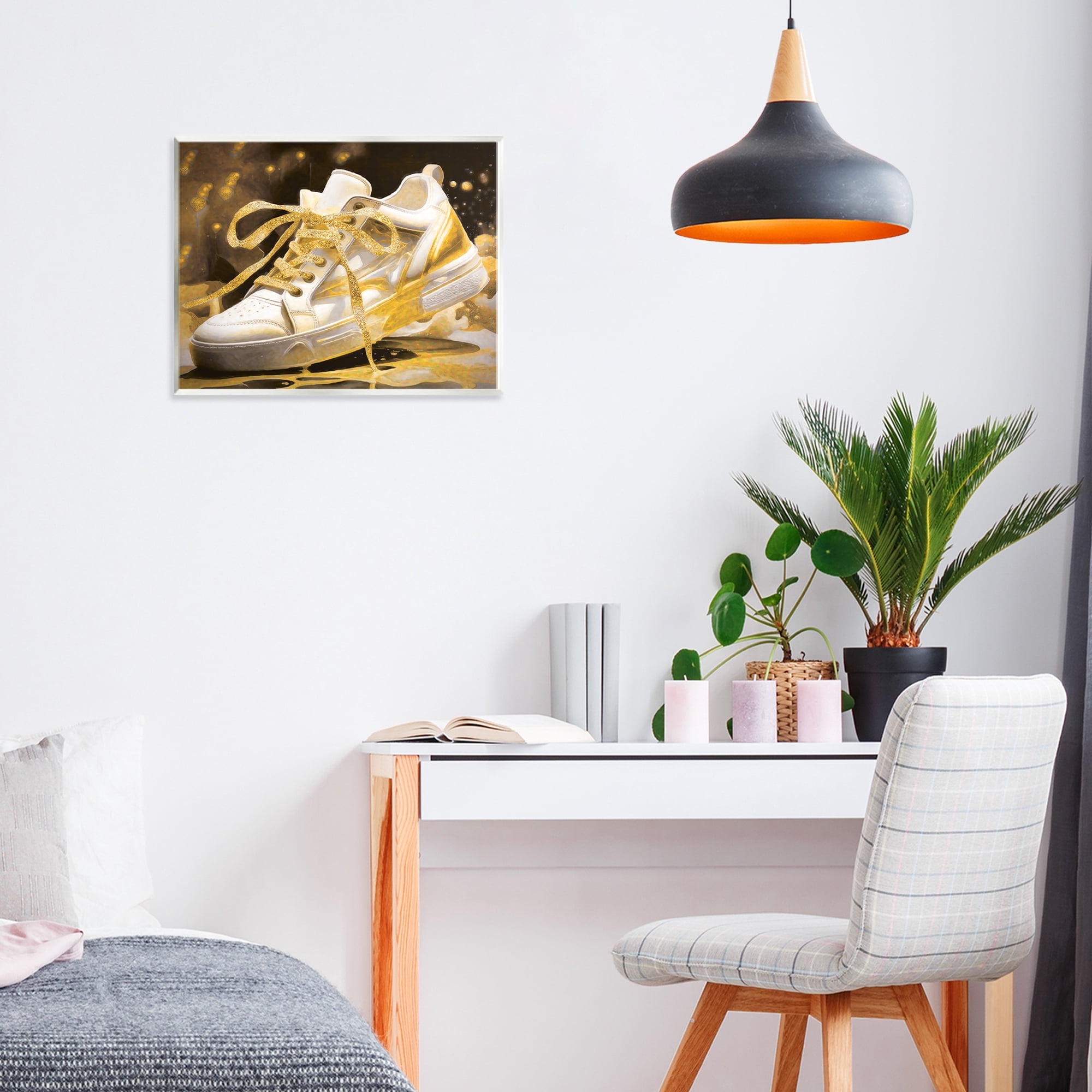 Stupell Industries Splashy Gold Sneaker Wall Plaque Art, design by Grotto Studios