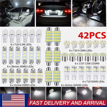 21-Piece LED Car Interior Light Bulb Kit - 6000K White For Dome, Map, Trunk, License Plate