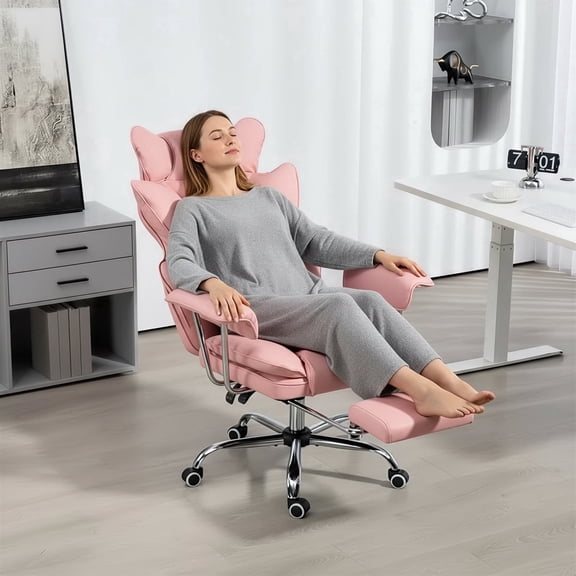 VIDITA Executive Leather High Back Office Chair with Lumbar Support, Adjustable Armrests & Footrest for Big and Tall