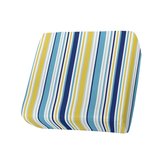 Blue Yellow Striped Couch Cushion Covers Stretch, Washable Sofa Seat Covers Individual Seat Cushion Sofa Slipcovers Farmhouse Navy Blue Ombre Stripes Couch Cover Furniture Protector S-1PCS