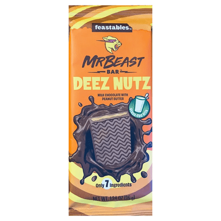 Mr Beast Feastables DEEZ NUTZ Milk Chocolate Peanut Butter Bar 1.24 oz